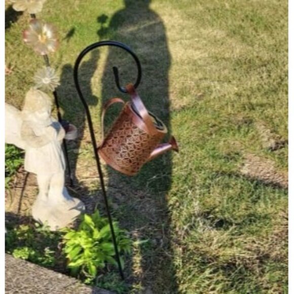 Solar Lanterns Outdoor Waterproof,Metal Watering Can Garden Decor, Hanging Solar - Picture 3 of 3